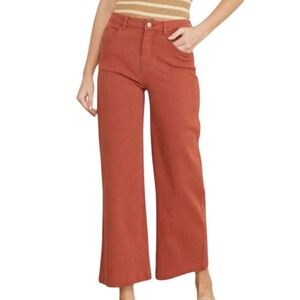 ENTRO Rust Colored Jeans/Pants SUPER WIDE LEG FLARE High Rise Stretch PLUS 2X